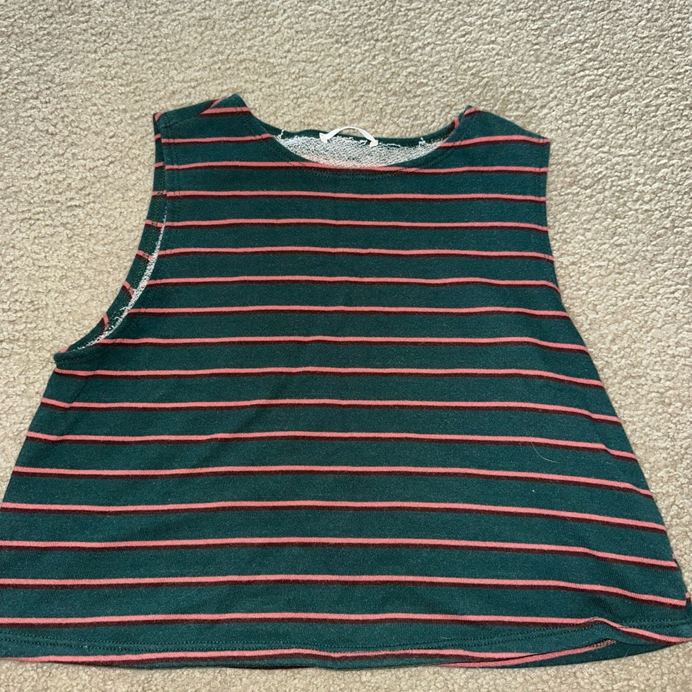 Brandy Melville Black and Red Striped Muscle Tee